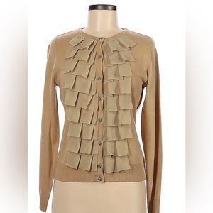 New York and Company Tan Ruffle embellished Cardigan M NWT